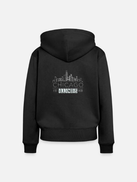 Chicago - Frauen Premium Bio Zip Hoodie - Schwarz