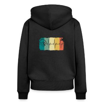 Surfer Herzschlag Surfen vintage surfer heartbeat - Frauen Premium Bio Zip Hoodie - Schwarz - Hinten - Julia (174cm)