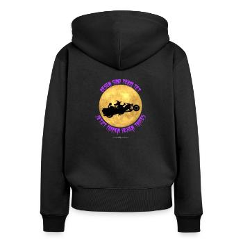 TRIKE KINGS / Now witches ride trikes - Women's Premium Organic Zip Hoodie - black - Back - Julia (174cm)