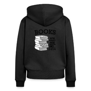 Livre Funny Sayings Lire Plus Gift - Sweat à capuche zippé Premium bio Femme - noir - Dos - Julia (174cm)