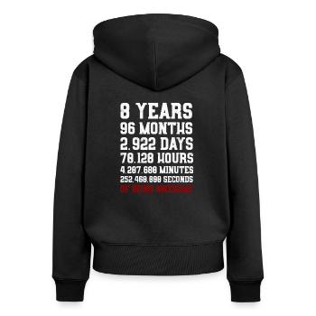 8 Years of being awesome Geschenk 8. Geburtstag - Frauen Premium Bio Zip Hoodie - Schwarz - Hinten - Julia (174cm)