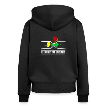 Elektrizität Erklärt Elektriker Elektroniker - Frauen Premium Bio Zip Hoodie - Schwarz - Hinten - Julia (174cm)