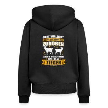Ziegen Liebhaber Lustige Geschenkidee Ziege - Frauen Premium Bio Zip Hoodie - Schwarz - Hinten - Julia (174cm)