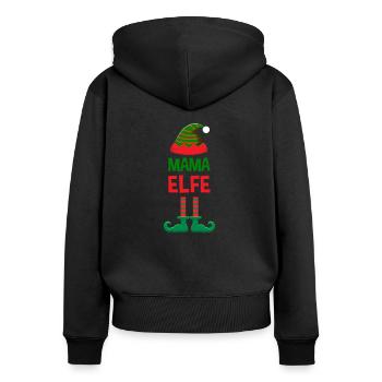 Mama Elfe Familien Elfen Partnerlook Weihnachten - Frauen Premium Bio Zip Hoodie - Schwarz - Hinten - Julia (174cm)