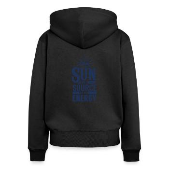Énergie solaire solaire Énergie solaire solaire Énergie verte - Sweat à capuche zippé Premium bio Femme - noir - Dos - Julia (174cm)