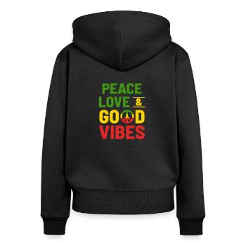 Hippie - Sweat à capuche zippé Premium bio Femme - noir - Dos - Julia (174cm)