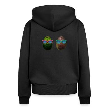 Chemise VEGAN · Amis animaux · Cadeau - Sweat à capuche zippé Premium bio Femme - noir - Dos - Julia (174cm)