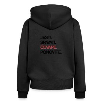 Mange Sommeil Cevape Repeat | Cevapcici bosniaque - Sweat à capuche zippé Premium bio Femme - noir - Dos - Julia (174cm)