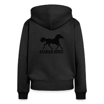 Arabian Horse Shirt · Pferderasse · Geschenk - Frauen Premium Bio Zip Hoodie - Schwarz - Hinten - Julia (174cm)