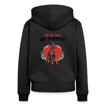 Doberman - Women's Premium Organic Zip Hoodie - black - Back - Julia (174cm)