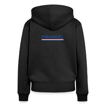 Frikandel | Pays-Bas, Hollande, Néerlandais - Sweat à capuche zippé Premium bio Femme - noir - Dos - Julia (174cm)
