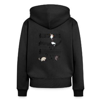 Musical Cats Music Notes Cute Gift - Women's Premium Organic Zip Hoodie - black - Back - Julia (174cm)
