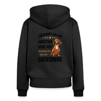 teckel - Sweat à capuche zippé Premium bio Femme - noir - Dos - Julia (174cm)