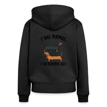teckel - Sweat à capuche zippé Premium bio Femme - noir - Dos - Julia (174cm)