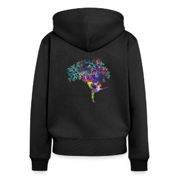 Yoga woman tree psychedelic - Women's Premium Organic Zip Hoodie - black - Back - Julia (174cm)