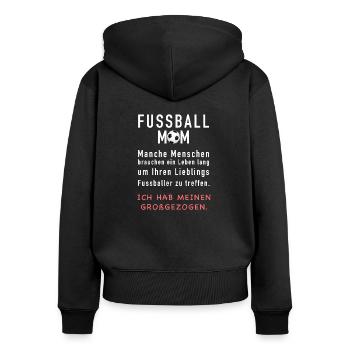 Stolze Fussball Mama - Frauen Premium Bio Zip Hoodie - Schwarz - Hinten - Julia (174cm)
