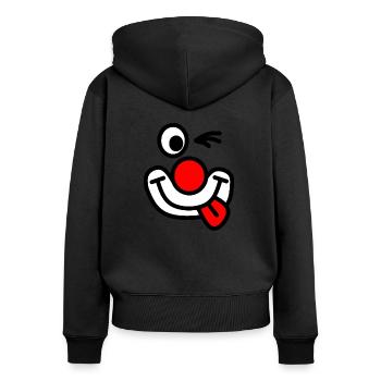 Clown - Frauen Premium Bio Zip Hoodie - Schwarz - Hinten - Julia (174cm)