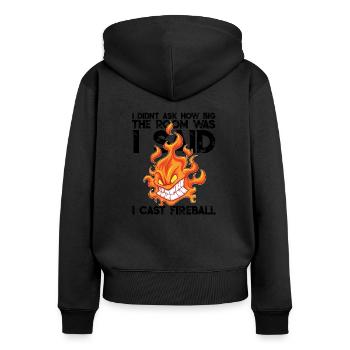 Rollenspiel Meme Zauberer Magier Klasse RPG Lustig - Frauen Premium Bio Zip Hoodie - Schwarz - Hinten - Julia (174cm)