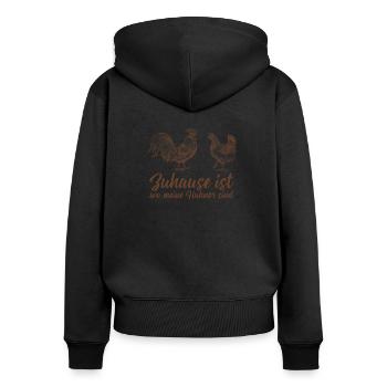 Hühner Huhn Henne Hahn Küken Eier Hühnerstall Farm - Frauen Premium Bio Zip Hoodie - Schwarz - Hinten - Julia (174cm)
