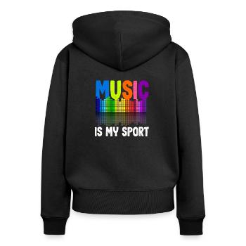 Musik ist mein Sport für Musiker - Frauen Premium Bio Zip Hoodie - Schwarz - Hinten - Julia (174cm)