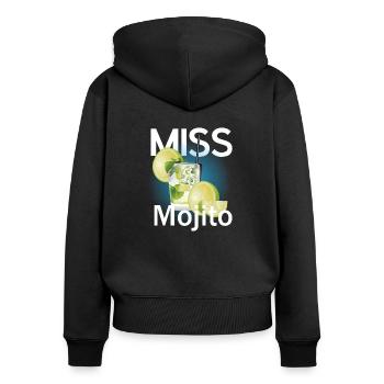 Cocktail Mojito Lime saying Miss Mojito - Frauen Premium Bio Zip Hoodie - Schwarz - Hinten - Julia (174cm)