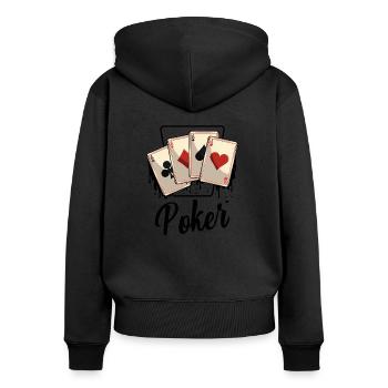 Poker - Women's Premium Organic Zip Hoodie - black - Back - Julia (174cm)