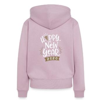 Sac de fête Happy New Year 2020 - Sweat à capuche zippé Premium bio Femme - rose poudré - Dos - Julia (174cm)