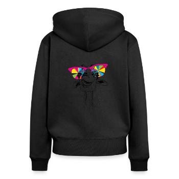 Giraffe It's good to see you - Frauen Premium Bio Zip Hoodie - Schwarz - Hinten - Julia (174cm)