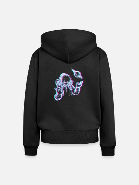 Glitch Astronaut im Weltall - Frauen Premium Bio Zip Hoodie - Schwarz