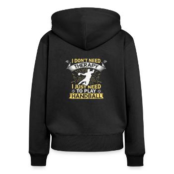 Handball drôle - T-shirt - Sweat à capuche zippé Premium bio Femme - noir - Dos - Julia (174cm)