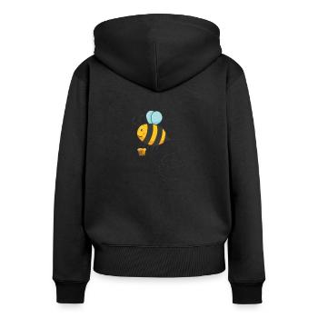 Abeille mignonne recueille le miel dans un seau d'abeille - Sweat à capuche zippé Premium bio Femme - noir - Dos - Julia (174cm)