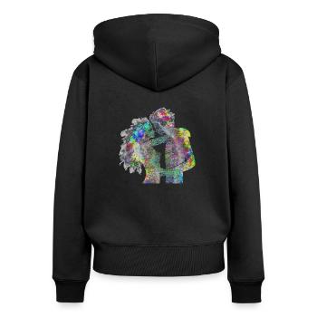 Psychedelisches Liebespaar - Frauen Premium Bio Zip Hoodie - Schwarz - Hinten - Julia (174cm)