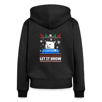 Let it snow Cat Ugly Christmas Sweater - Frauen Premium Bio Zip Hoodie - Schwarz - Hinten - Julia (174cm)