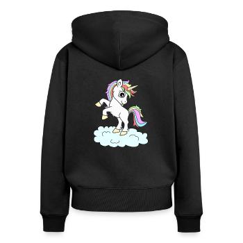 Licornes licornes - Sweat à capuche zippé Premium bio Femme - noir - Dos - Julia (174cm)