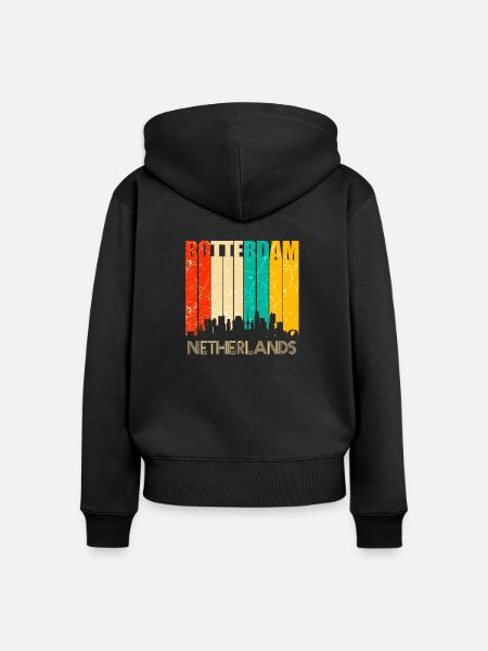 Rotterdam - Frauen Premium Bio Zip Hoodie - Schwarz