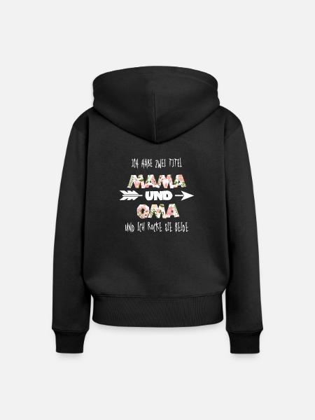 Mama und Oma - Frauen Premium Bio Zip Hoodie - Schwarz