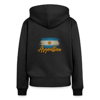Argentine - Sweat à capuche zippé Premium bio Femme - noir - Dos - Julia (174cm)