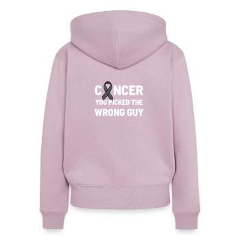 Maladie cancéreuse - Sweat à capuche zippé Premium bio Femme - rose poudré - Dos - Julia (174cm)