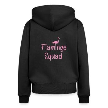 Flamingo Squad - Sweat à capuche zippé Premium bio Femme - noir - Dos - Julia (174cm)
