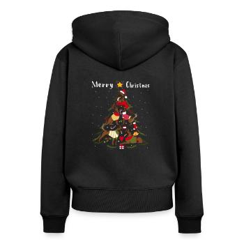 Malinois Weihnachtsbaum Hund Weihnachten - Frauen Premium Bio Zip Hoodie - Schwarz - Hinten - Julia (174cm)