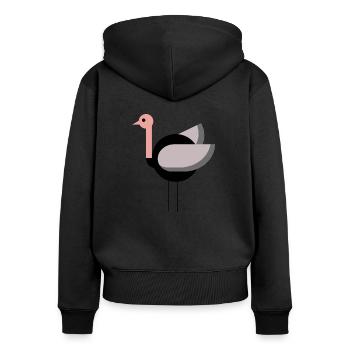 autruche - Sweat à capuche zippé Premium bio Femme - noir - Dos - Julia (174cm)