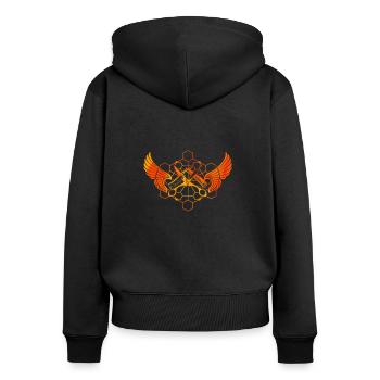 Schere, Rasiermesser - Frauen Premium Bio Zip Hoodie - Schwarz - Hinten - Julia (174cm)