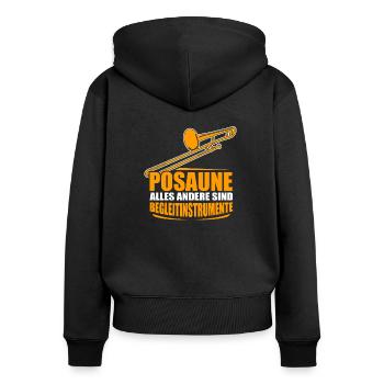 Posaune alles andere sind Begleitinstrumente - Frauen Premium Bio Zip Hoodie - Schwarz - Hinten - Julia (174cm)