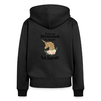 Einhorn JGA Spruch Braut Hochzeit Ich heirate - Frauen Premium Bio Zip Hoodie - Schwarz - Hinten - Julia (174cm)