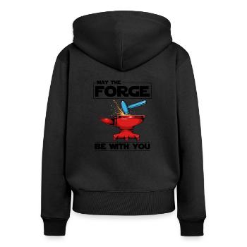 Que la forge soit avec vous pour dire un cadeau de forgeron - Sweat à capuche zippé Premium bio Femme - noir - Dos - Julia (174cm)