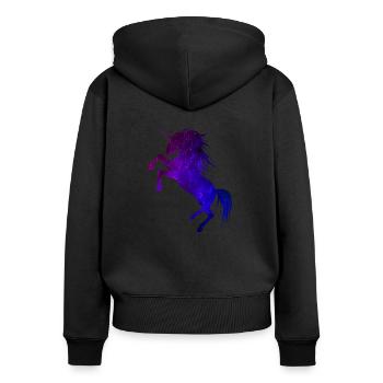 Galaxie licorne - Sweat à capuche zippé Premium bio Femme - noir - Dos - Julia (174cm)
