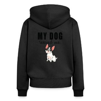 My dog saved me. - Women's Premium Organic Zip Hoodie - black - Back - Julia (174cm)
