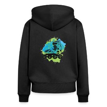inline skates inlineskater - Frauen Premium Bio Zip Hoodie - Schwarz - Hinten - Julia (174cm)