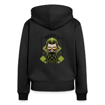 Beer'd Beer Brew Beard Pun Brewer Gift - Sweat à capuche zippé Premium bio Femme - noir - Dos - Julia (174cm)