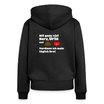 Lustiger Pfleger Pflegerin Spruch für Pflege Beruf - Frauen Premium Bio Zip Hoodie - Schwarz - Hinten - Julia (174cm)